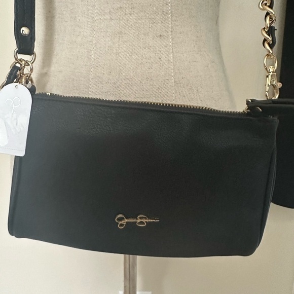 Jessica Simpson Priscilla Black and Gold Crossbody or Wristlet Card Holder Slots - Picture 4 of 7